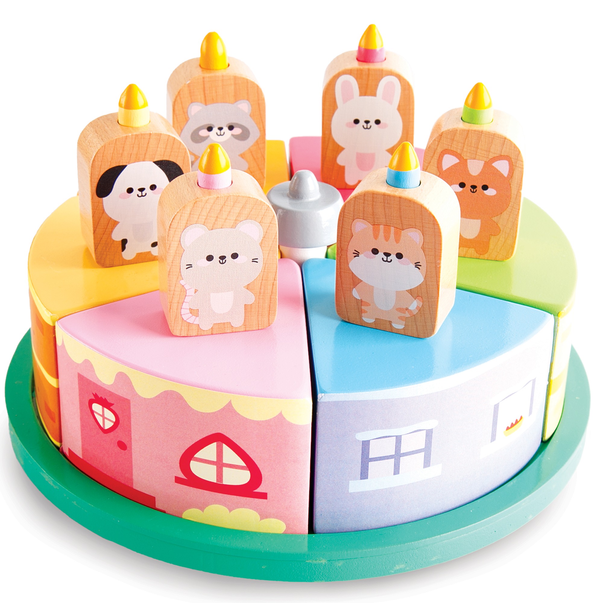 Madera Wood: Cakeville Playset - Activity Scene & Animal Figures, Surprise-Filled Cake Slices, Transformative Characters, Kids-Toddlers Ages 3+