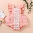 thumbnail image 2 of Penkiiy Newborn Infant Baby Girls Sleeveless Ruffled Lace Bodysuit Romper Clothes Cotton One-piece Romper 6-9 Months Pink on Clearance, 2 of 9