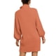 thumbnail image 3 of Vestido De Suéter Con Mangas Largas De Linterna, Vestido De Suéter De Punto Color Puro Raya Vertical Hasta La Rodilla Jersey Para El Trabajo Para Mujeres Para Ir De Compras, 3 of 6