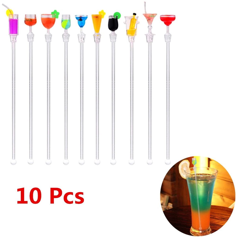 10Pcs Swizzle Stir Stick Acrylic Spoon Cocktail Drink Stirrers Party Bar Supply 