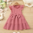 thumbnail image 5 of Gelikeya Toddler Little Girls Summer Dress Outfits Ruffle Cute Sundress Kids Clothes Playwear Dress with Bowknot Z04 Pink, 2-3 Years, 5 of 6