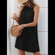 thumbnail image 5 of Vestido de Verano Holgado Sin Mangas con Cuello Redondo y Cuello Halter, Color Liso, Color Negro, Talla XL, 5 of 9