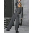 thumbnail image 4 of Women'S 2 Piece Casual Outfits Cropped Blazer Jackets High Waisted Wide Leg Work Pants Suit Set Dark Gray XL, 4 of 10