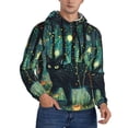 thumbnail image 2 of Salouo Mystical Black Cat Fireflies Pattern Men's Fall Hoodie Sweatshirt,Sport Hoodie with Pockets for Men Pullover Casual Hooded Sweatshirt-X-Large, 2 of 7