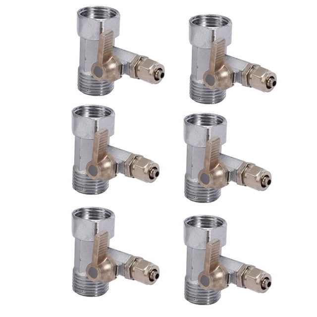 6X Adaptador de Agua de Alimentación de 1/2 Pulgada Una 1/4 de Pulgada Válvula de Bola Grifo Alimentación de Grifo Osmosis Inversa Plata