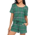 thumbnail image 5 of joogoo Women's Pajama Set Green Checkered Pattern Plaid Short Sleepwear Loungewear with Pockets S, 5 of 7