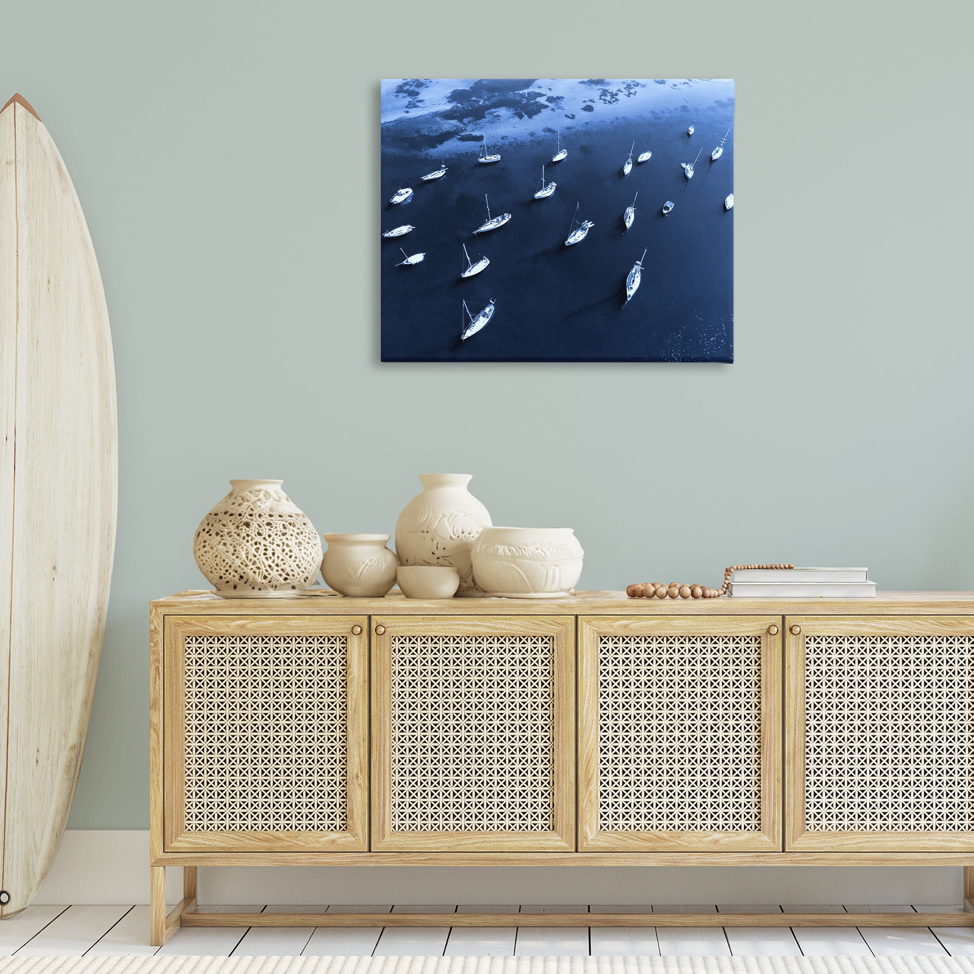 Stupell Industries Scattered Boats on Sea Transportation Photography Wrapped Canvas Art Print Wall Art, 40 x 30