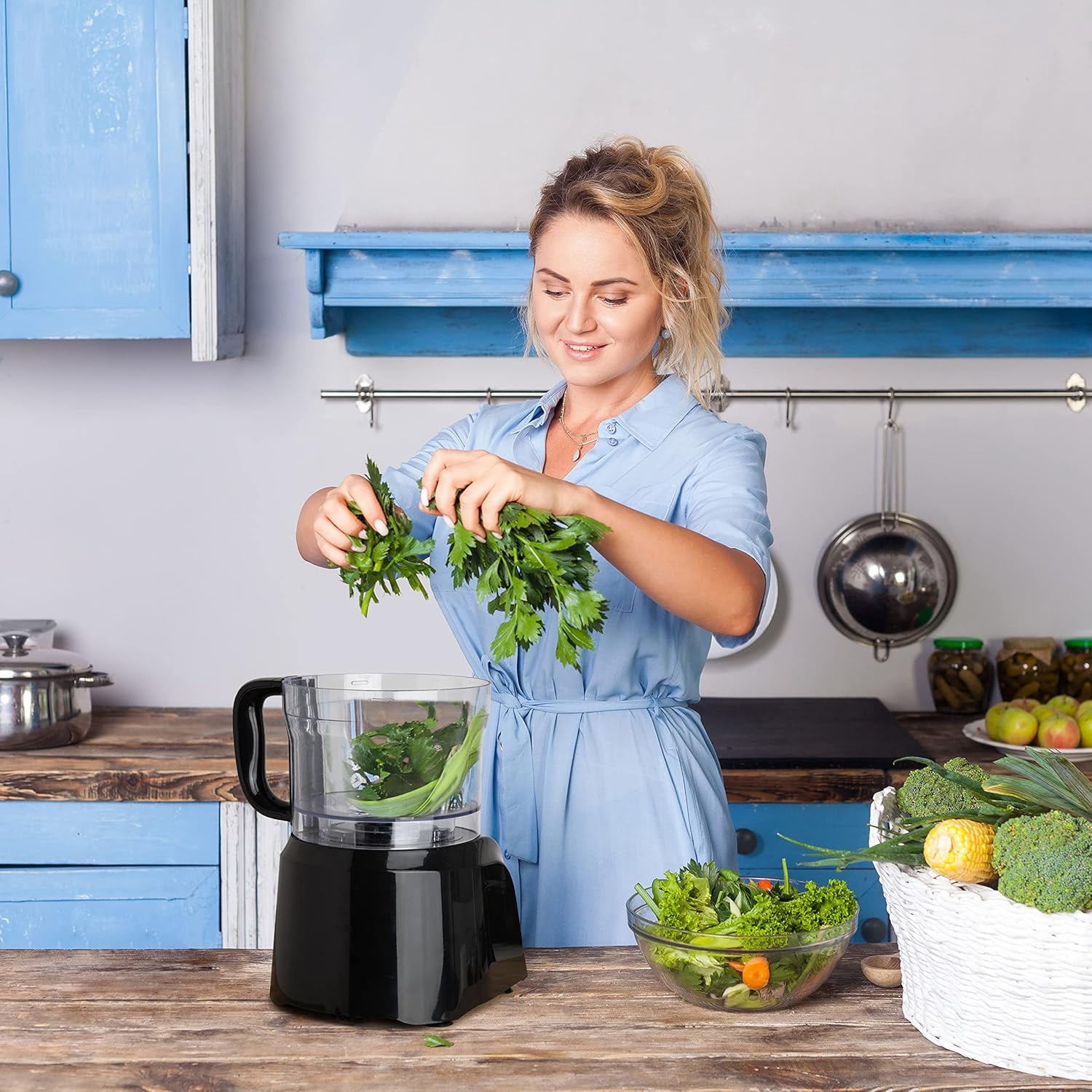 Moss & Stone 8-Cup Black Food Processor, Electric Chopper & Grinder, 500W