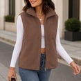 thumbnail image 6 of Karight Women's Fleece Vest Zip Up Stand Collar Sleeveless Lightweight Winter Warm Coat with Double-Sided Sherpa, 6 of 7