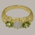 thumbnail image 4 of LBG British Made 10k Yellow Gold Natural Opal & Peridot Womens Statement Ring - 33 size options - Size 10.5, 4 of 7