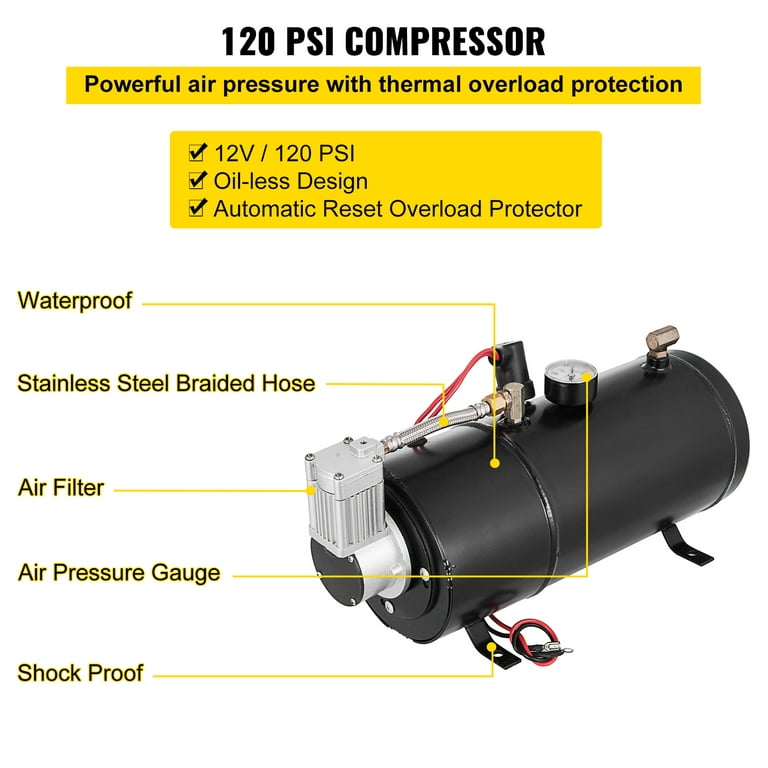 Air Horn Kit 6L Mit 150 Psi 12v Luft Kompressor Air Trumpethorn Compressor