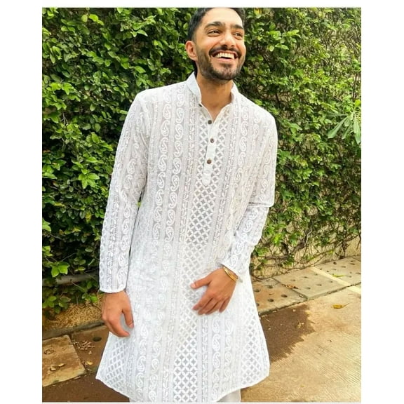 Men's Heavy Chikankari Kurta Pajama Set| Indian kurta pajama set for men| Indian wedding wear outfits for men's, men's EID kurta pajama set