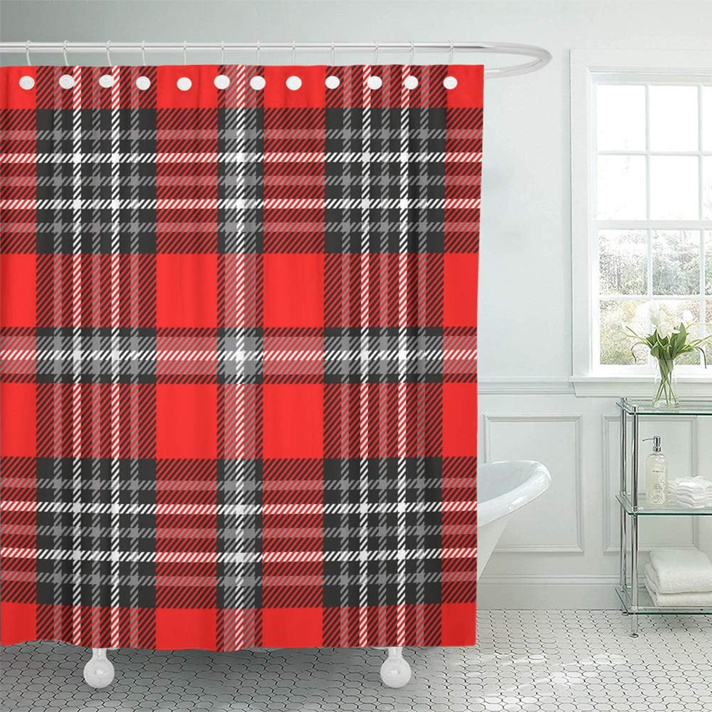 PKNMT Gray Tartan Plaid Check Pattern in Red Grey Black and White