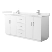 Elan TK 72" White Double Vanity & Carrara Cultured Marble Top & Nickel Trim