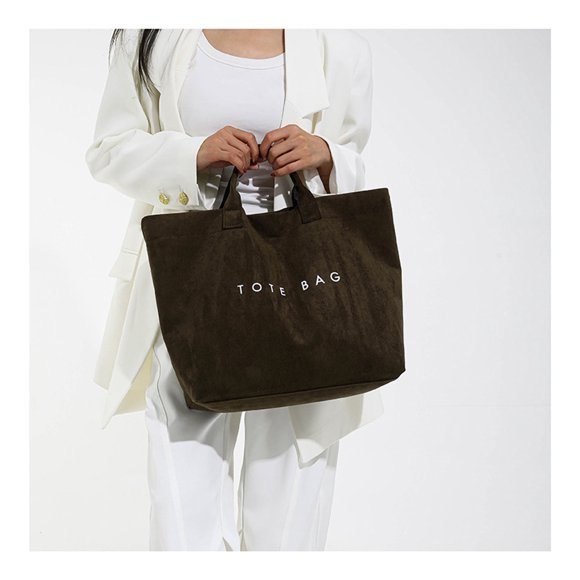 Large Capacity Tote Bag for Women, Durable Letter Print Work Bag, Waterproof Versatile Shopping Tote with Hook Loop Closure