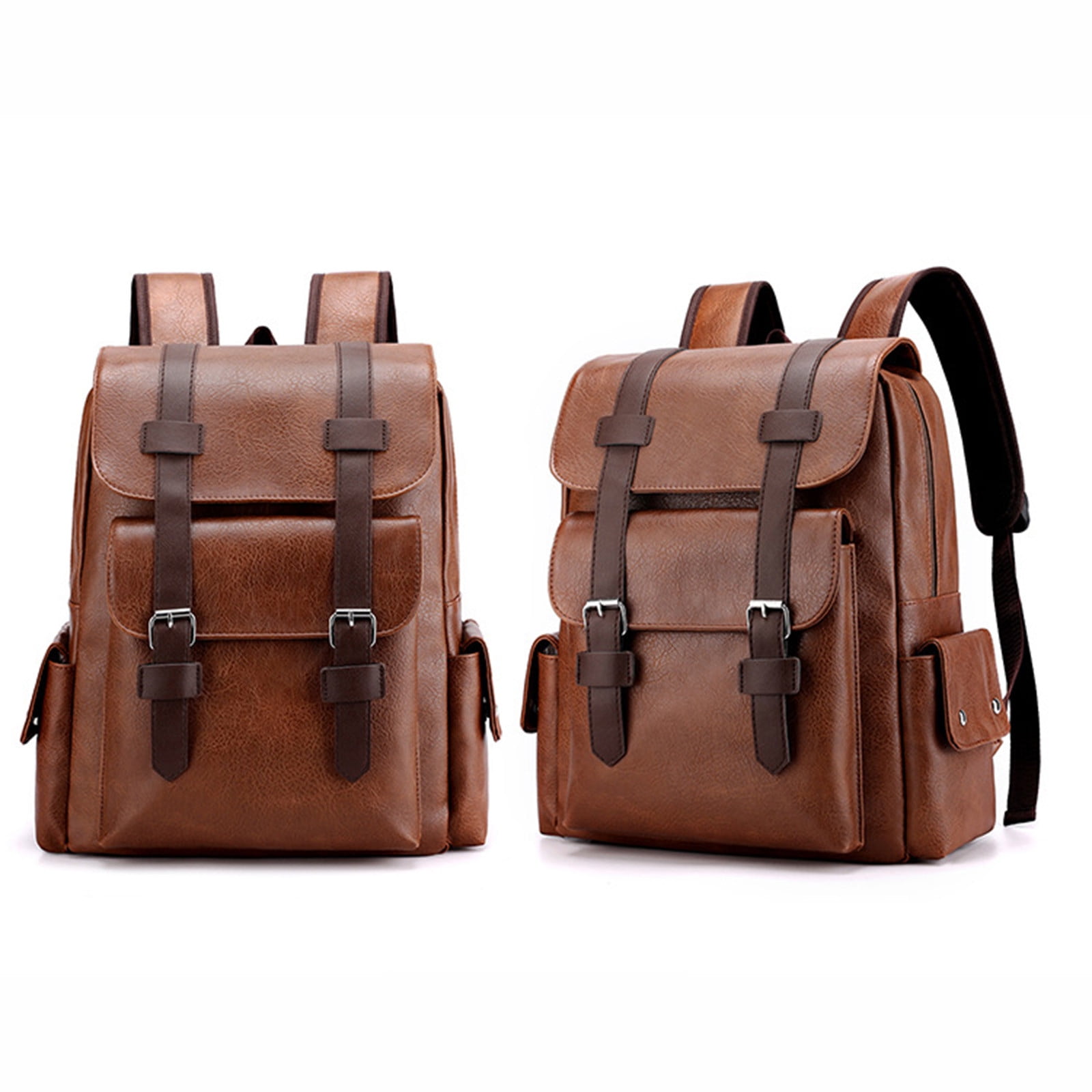 TACILIP Storage Bag, Leather Laptop Backpack for Men, Work Business Travel Office Backpack College Bookbag, Casual Computer Backpack Fits Notebook 15.6 Inch, Organizer