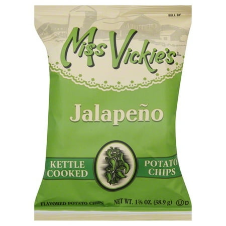 Miss Vickie's Kettle Cooked Jalapeno Potato Chips, 1.375 oz Bag, 64/Carton USE BY May 2025