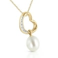 thumbnail image 2 of Galaxy Gold 14K Solid Yellow Gold 20" Open Heart Pendant Necklace with Natural Diamonds and a Genuine Pearl Drop, 14"-24" Sizes, June Birthstone, Symbol of Elegance, 2 of 2