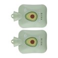 thumbnail image 4 of 2 piezas de bolsa de agua caliente con aislamiento interno, buen sellado, a prueba de fugas, bolsa de inyección de agua portátil de dibujos animados para manos, vientre, aguacate verde, 4 of 9