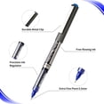 thumbnail image 3 of shiyou-Liquid Rollerball Pens Needle Tip, 0.5mm Extra Fine Point, 6 Pack Blue Ink Rollerball Pens Quick Drying, Rolling Pen Smooth Writing for Journaling, Note Taking, Office and School Supplies, 3 of 4