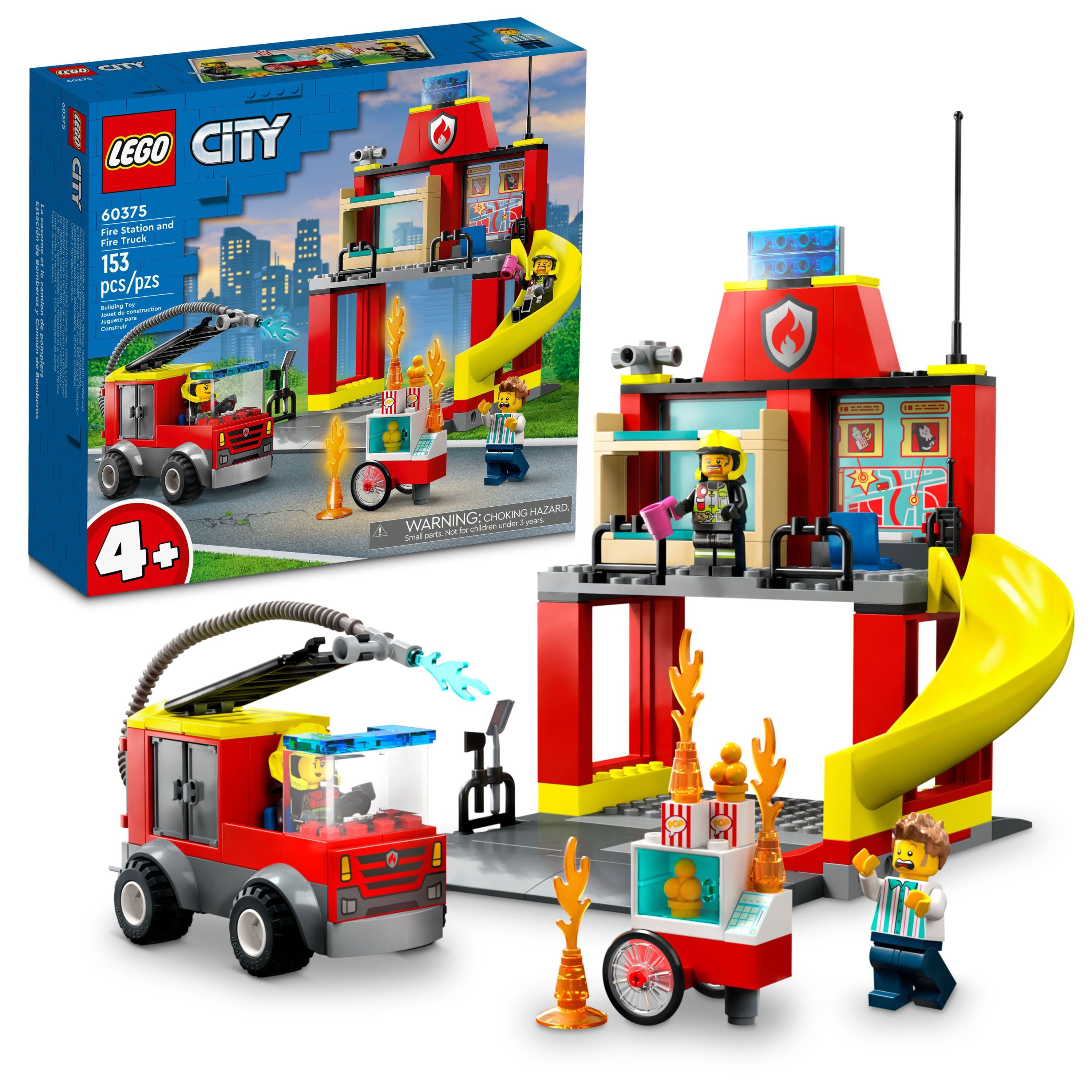 levenslang ijzer smal LEGO City 4+ Fire Station and Fire Engine Toy Playset 60375 - Walmart.com