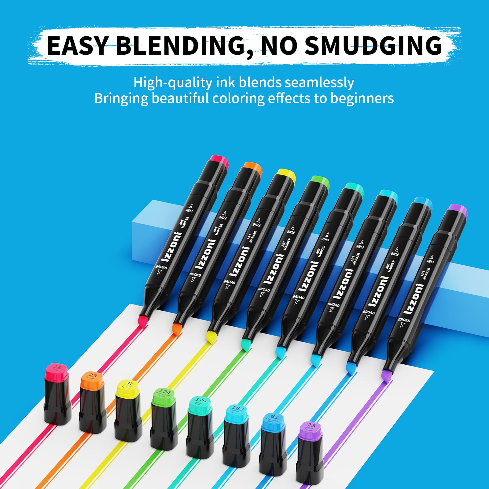 IZZONI 24-Color Alcohol Art Markers Set, Dual-Tip Permanent Sketch