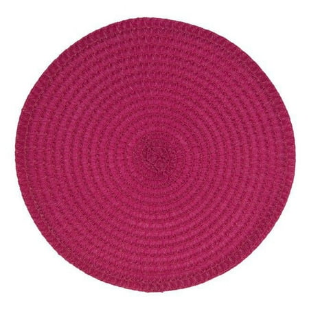 

15 in. Pom Pom Round Placemat Fuchsia - Set of 4