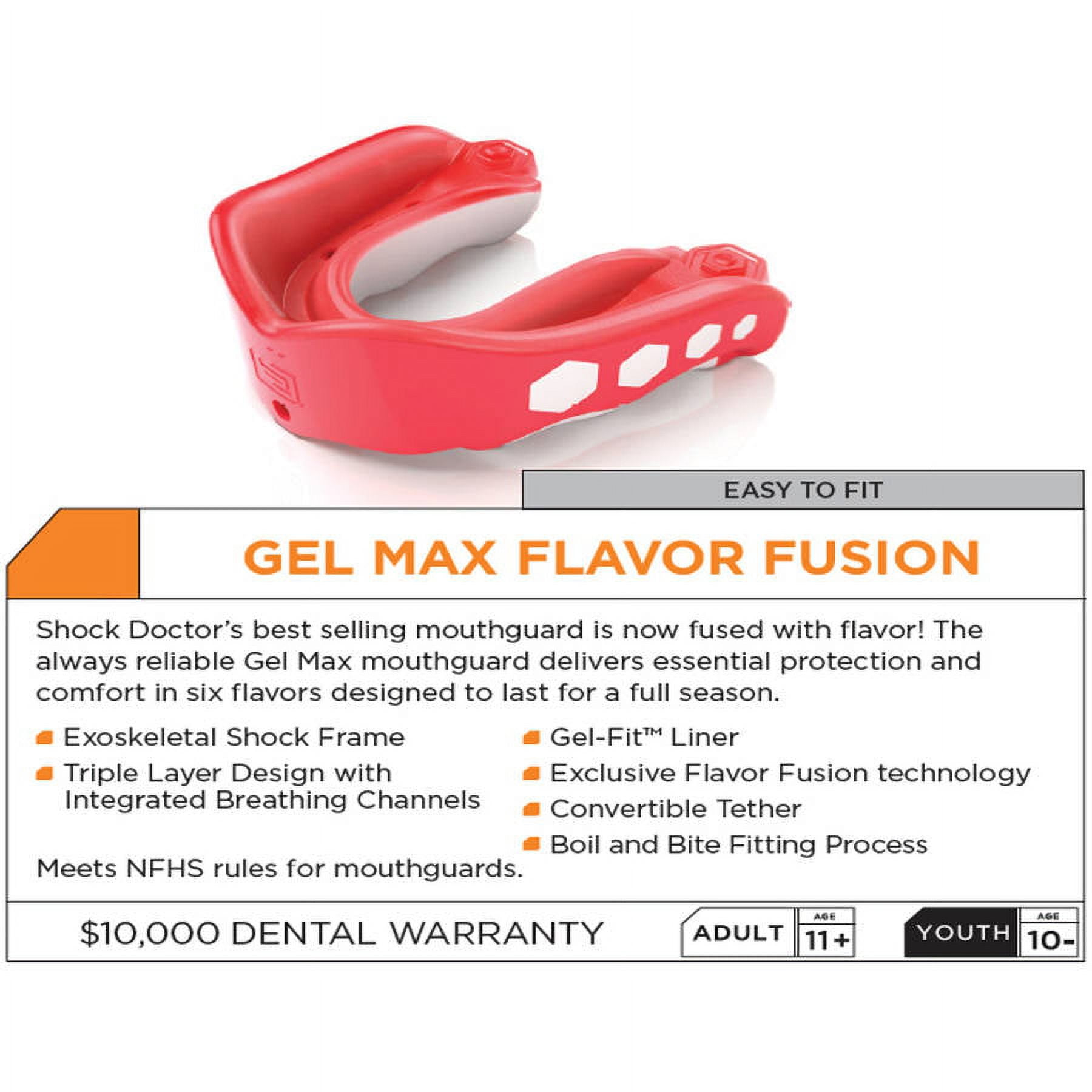  Shock Doctor Gel Max Flavor Fusion Convertible Mouth Guard,  Blue Raspberry, Adult : Sports & Outdoors