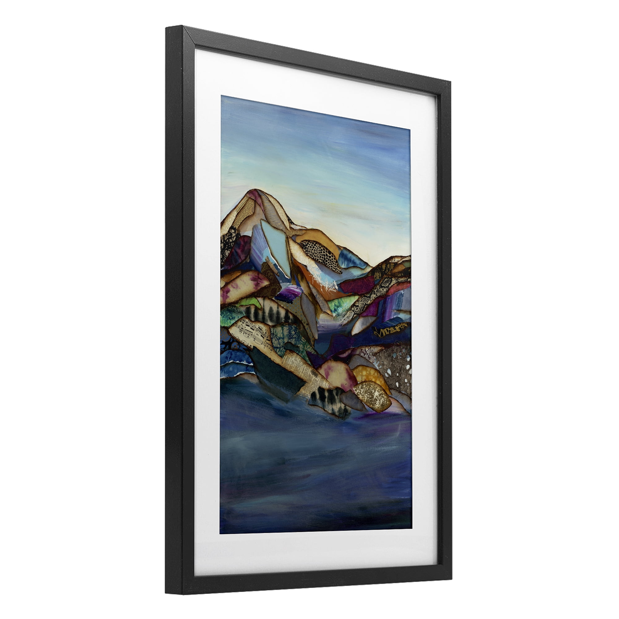 Stupell Industries Patchwork Collaged Mountains Black Framed Print Under Glass, design by Van Horne-Borcherding