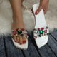 thumbnail image 1 of Sandalias planas con punta abierta y diamantes de imitación para mujer, sandalias cómodas, sandalias informales cómodas para la playa Wmkox8yii  hj789, 1 of 8