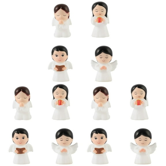 EXHUMKY  12 Pcs White Vinyl Angel Figurines Vintage Style Decor