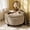 Camel + Wood+ Foam, variant on 25Inch Round Storage Ottoman with Tray, Modern Tufted Fabric Circle Coffee Table with Storage, Upholstered Ottoman with Removable Top for Living Room, Bedroom,Camel