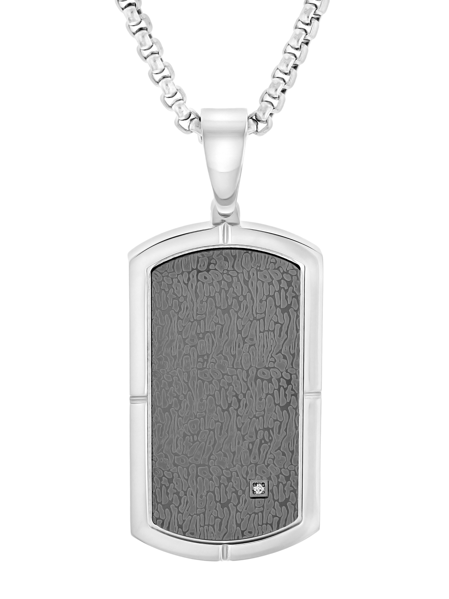 Men's Diamond Accent Carbon Fiber ID Bracelet and Dog Tag Pendant Set in  Stainless Steel