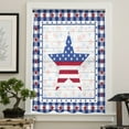 thumbnail image 4 of 4th of July Semi Sheer Curtains Drapes for Living Room, Bedroom, French Doors Window 45 Inches Long, American Flag Star on Wood Blue Checkered Rod Pocket Chiffon Curtain Drapery Voile Drape Panel, 4 of 6