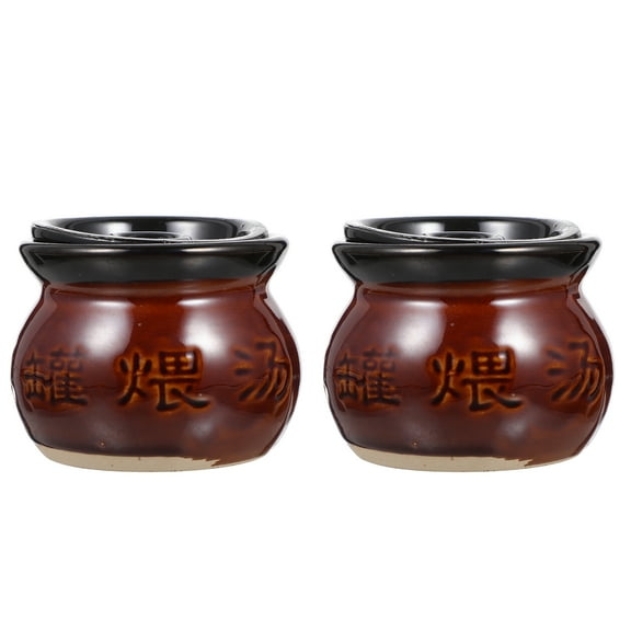 WSTEER 2Pcs Casserole Skillets Ceramic Stew Pots Spicy Hot Pots Cookwares Rice Noodle Pots (Coffee)