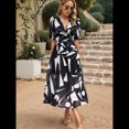 thumbnail image 4 of Vestidos de Verano para Mujer 2025, Informales, con Mangas Abullonadas, Cuello en V, Florales, Estilo Bohemio, Vestido . Negro XL, 4 of 10