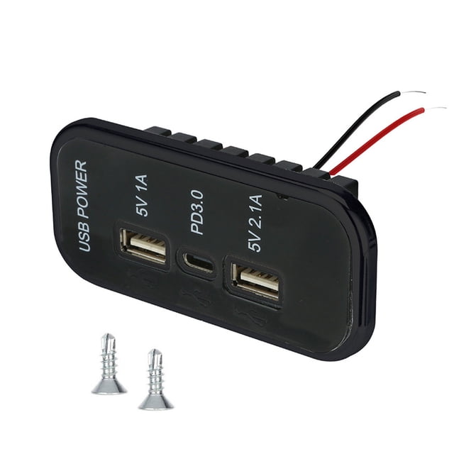 Youkk 3 Ports USB Type-C PD 2.1A 1A Fast Charging Adapter USB Socket USB Car Charger Black
