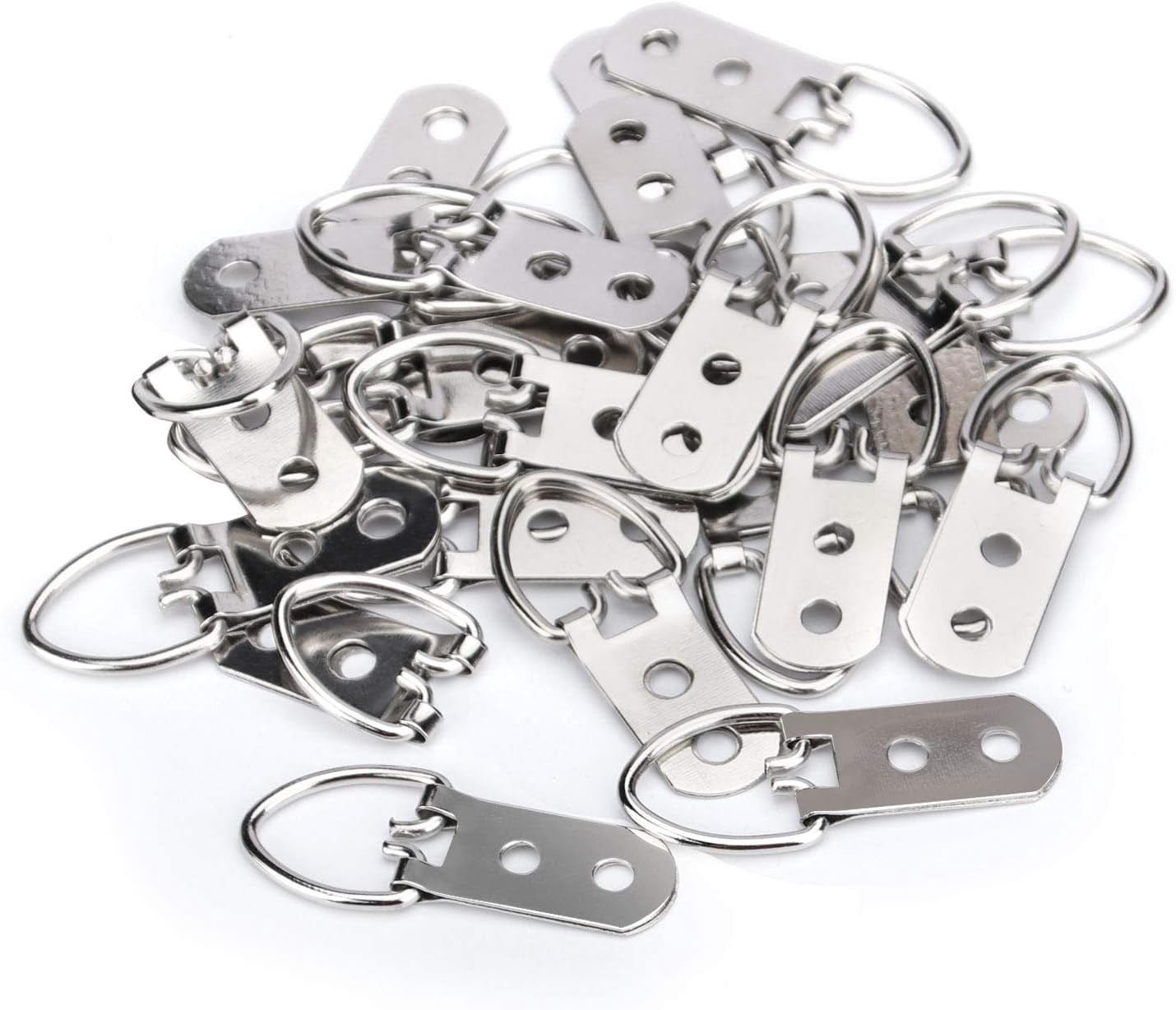 ABPETE Heavy Duty D Ring Picture Hangers with 400 PCS Screws, Double Hole D Hooks for Picture Hanging, Durable D Ring Hangers for Hanging Picture Frames, Mirrors, Picture(200 PCS )