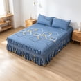 thumbnail image 4 of Linnome Ruffled Bed Skirt with Pillowcases 3 Piece Set Elastic Bed Sheet Bed Cover for Bedroom Decor Machine Washable, 4 of 9