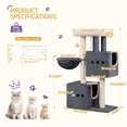 thumbnail image 4 of Cat Tree, 39‑Inch Tall Multi‑Level Cat Tower for Indoor Cats with 2 Cat Caves and Cat House, Dark Gray, 4 of 8
