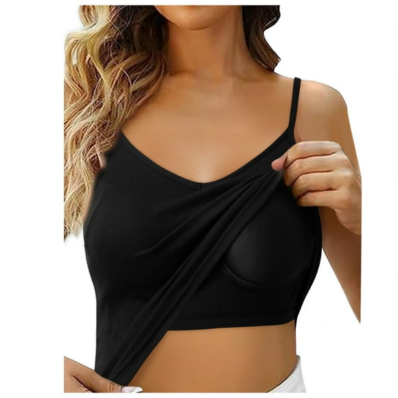 2025 Puawkoer a camisole 1pc top Flowy Tank Top Womens Tops Under 10 Dollars Workout Tank Tops for Women Womens White Tank Women Tank Shelf Bra Camisoles Adjustable Spaghetti Strap Tank Tops Basic L