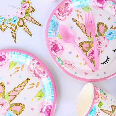 Unicorn Party Supplies and Plates for Girls Birthday - Unicorn Birthday Party Decorations Set with Goodie bags,Unicorn Ring,Unicorn Bracelet, XL Table Cloth for Creating Amazing Unicorn Theme Party - image 4 of 7