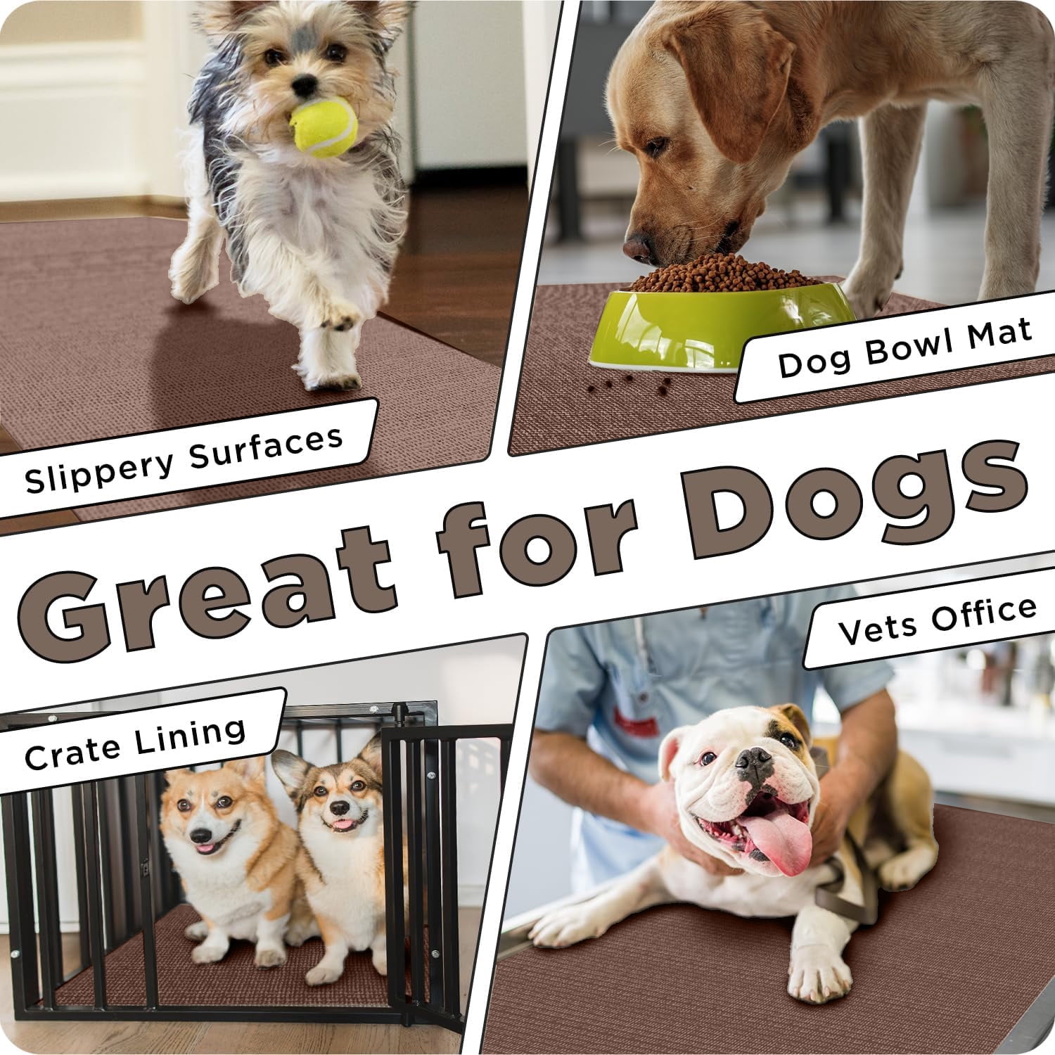 Grippety Slip-Resistant Floor Mat Roll & Yoga Mat – 25ft x 24" x 5mm – Cut-to-Fit Hallway Runner, Kitchen Mat, Drawer Liner, Shelf Liner, Bench Mat, Washable Pet Crate Pad, Cabinet Liner – Chocolate