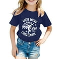 thumbnail image 1 of Hauts et T-Shirts pour Filles, Col Rond avec Lettres, Manches Courtes, Ajustement Confortable pour Usage Quotidien, Style Printemps Été pour Jeunes Filles, 1 of 3