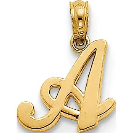 14k Yellow Gold A Script Initial (12x18mm) Pendant / Charm