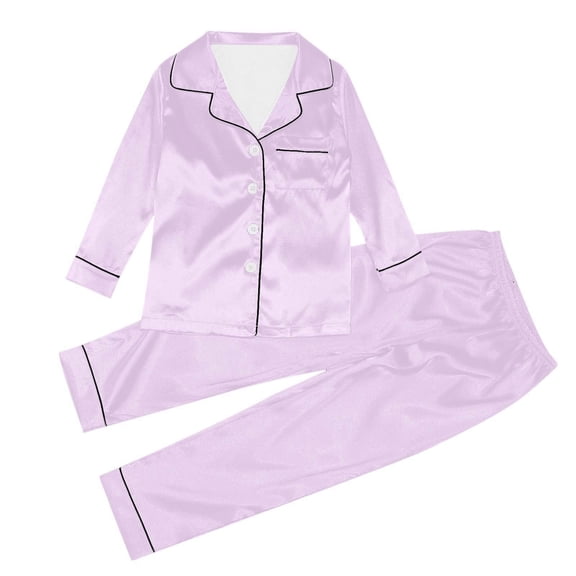 REDARER Girls Silk Pajamas Comfortable Soft Sleepwear for Toddlers and Kids Elegant Solid Color Loungewear for Bedtime and Relaxation,5-6 Years