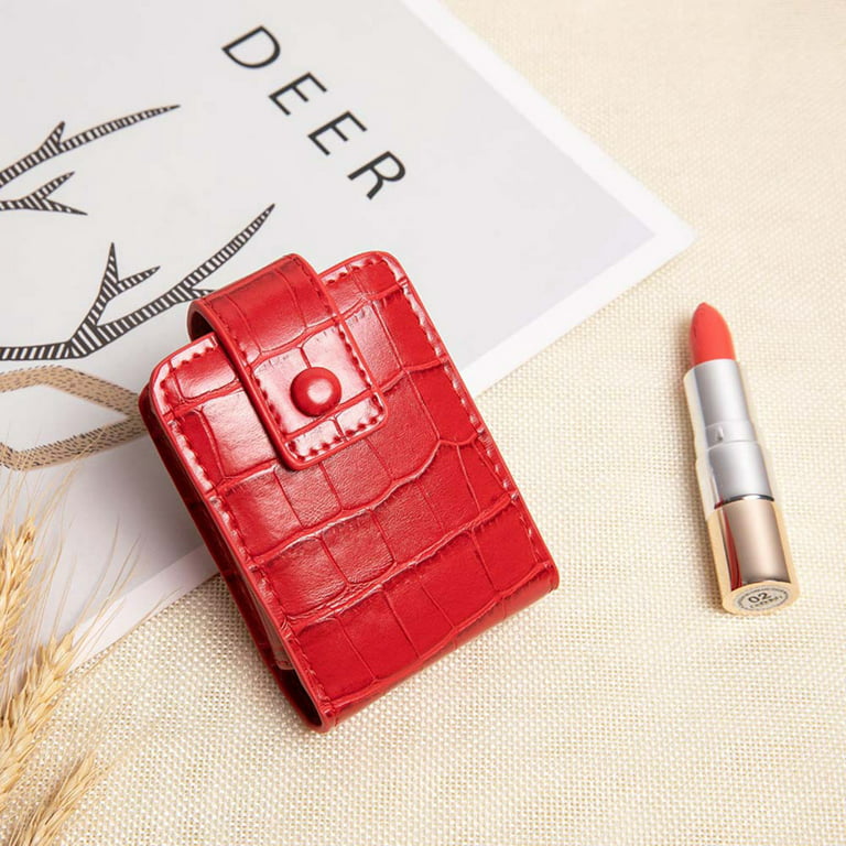 Portable Lipstick Case, 2Pcs Luxury Leather Lipstick Organizer, Mini Travel  Zipper Keychain Lipstick Storage Pouche for Purse Bag, Lip Gloss Organizer