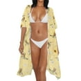 thumbnail image 3 of DISNIMO Hummingbird Daisy Print Women's Swimsuit Cover Up Sunflower Printed Casual Cardigan Beach Coverup Summer Loose Bathing Suit Cover Ups Half Sleeve Bikini Coverups, 3 of 6