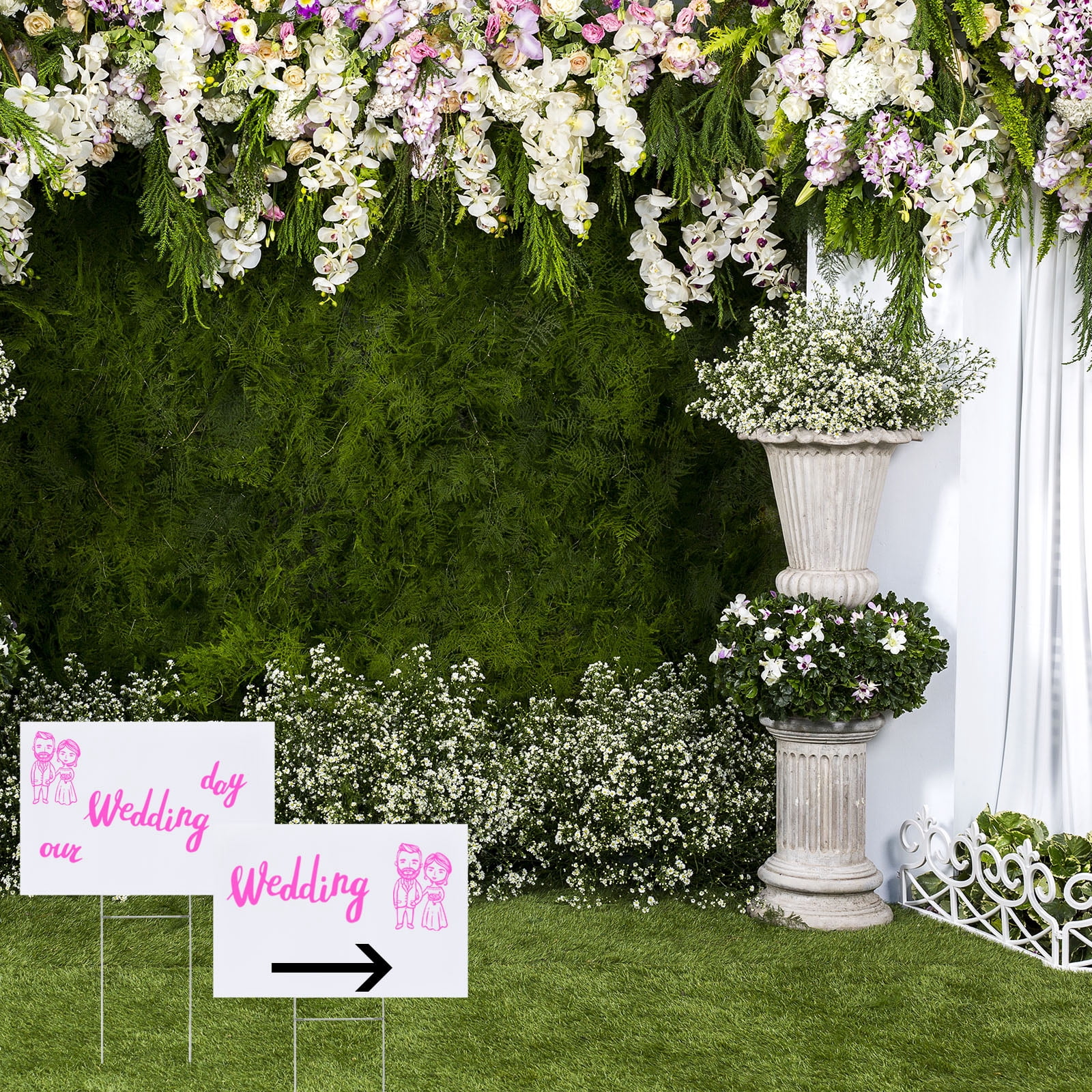 17x12" Blank Yard Signs with H Metal Stakes Garage Sale Sign for Wedding Party Decoration, 8 Pack