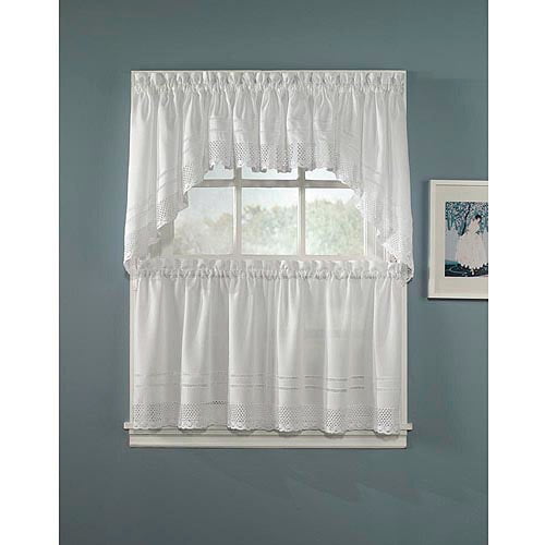 CHF & You Crochet Tailored Kitchen Curtains, Set of 2 - Walmart.com ...